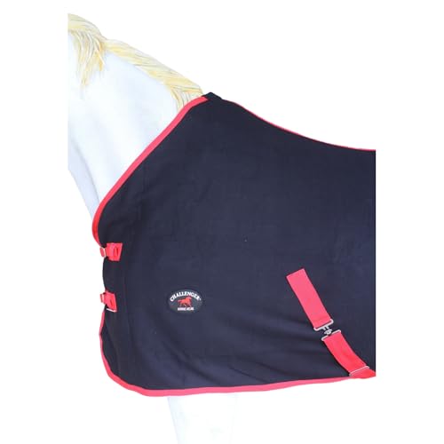 Challenger Horse Polar Fleece Cooler Exercise Blanket Wicks Moisture 4385 - color: Black / Red-White Trim, size: 60 inches