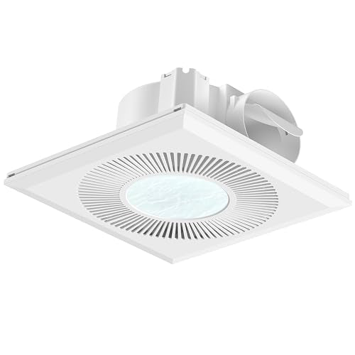 Bathroom Exhaust Fan with Light 165CFM Quiet 1.2 Sones | Bathroom Vent Fan with Light Ceiling Mount 3CCT 1400lm LED Light 9.84"x9.84" Ceiling Cutout for Bathroom Laundry - color: 6500k Ivory White