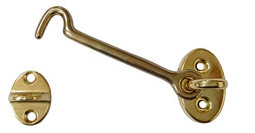 Heavier Duty Brass Door Hook Latch & Eye, 4", Vibrated Brass, 2 Pack - color: Vibrated Brass, size: 2 Pack (4")