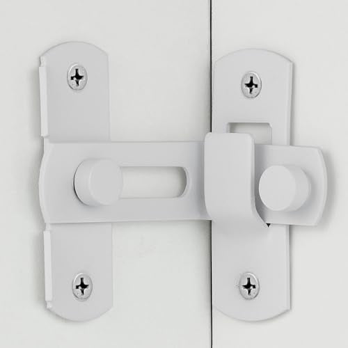 Matte White 90 Degree Flip Barn Door Lock Latches | Stainless Steel Gate Latch,Suitable for Sliding Door,Garden Gates,Wine Cabinet,Closet,Pet Cage,French Door,Fence Gates - color: Matte White
