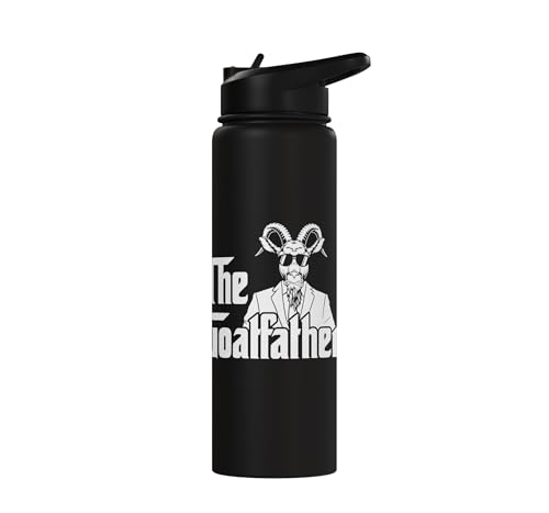 Funny Goat Gift for Men Women Kids Youth Girls Boys Mom Dad Stainless Steel Insulated Water Bottle - color: Black