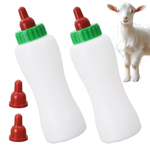 Lamb&Goat Feeding Bottle 2Pcs 500ml Lamb Nipple and Bottle Reusable Small Animal Care Milk Bottle for Farm Supplies