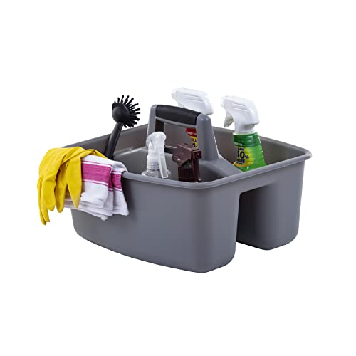 Mighty Tuff Rough and Rugged All-Purpose Cleaning Caddy, Grey/Black 2 Count (CD0170) | Durable organizer for carrying cleaning supplies, tools, and household essentials with a rugged, easy-grip design.