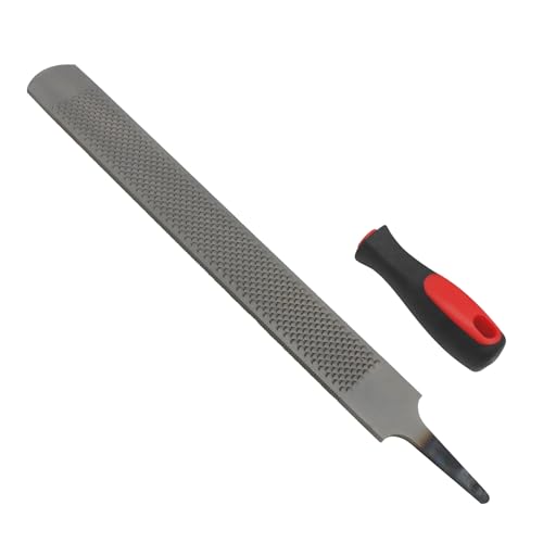 Double-Sided Hoof Rasp, 12'' Farrier File Tool with Ergonomic Rubber Handle, Carbon Steel Horseshoe File for Trimming Horse Goat Cow Donkey Hooves – Heavy-Duty Animal Hoof Care Tool - size: 12''