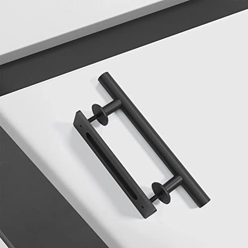 EaseLife 2 Pack 12" Round Sliding Barn Door Handles and Pulls | Rustic Double Sided Hardware Set, Heavy Duty, Matte Black Powder Coated Finish, Easy Install - color: Black, size: 12 Inch