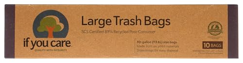 If You Care Large Trash Garbage Bags with Drawstring, Made of Recycled Material for Garbage and Waste, Heavy Duty – 10 Count, 30 Gallon