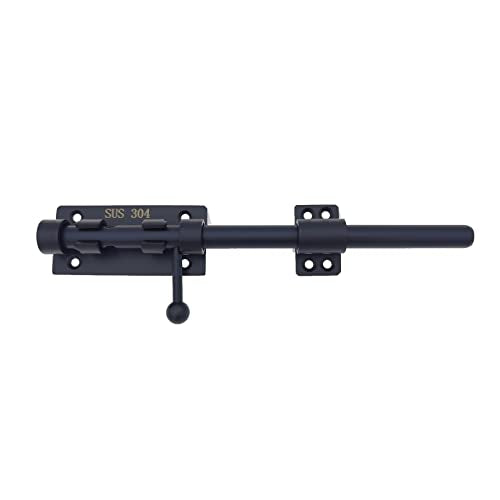 10in Slide Bolt Gate Latch 304 Stainless Steel Barrel Bolt Latch Heavy Duty Door Security Lock Thickened Door Latches Hardware with Mounting Screws for Barn Fence Shed Basement - color: 10in Black