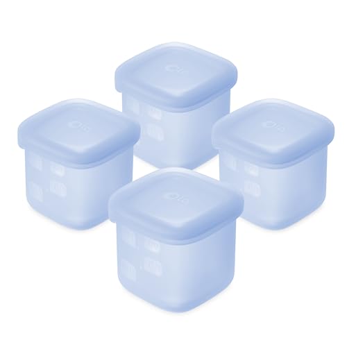Olababy Silicone Baby Food Storage Containers 4pk, 4oz (Blueberry) | For Baby Food, Snacks, Formula, Puree & Sauce. BPA & Micro Plastic-Free. Daycare Essentials for Toddlers. - color: Blueberry, size: 4 oz