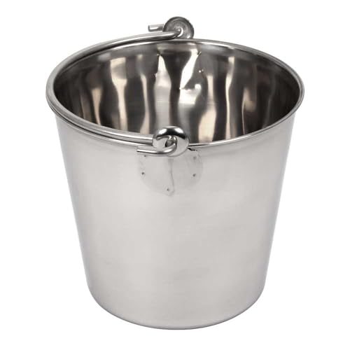 Lindy's 6-Quart Stainless Steel Bucket, Durable Seamless Bucket for Many Home Tasks, Carry Water or Milk, Fill with Food, Use as a Flower Pot, Cleaning Bucket, Table Centerpiece and Much More - size: 6 quarts