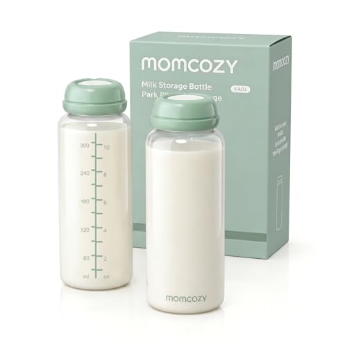Momcozy Natural Baby Bottle, 12oz Narrow-Neck Breast Milk Container, Breastmilk Storage Bottle for Fridge & Momcozy Breast Milk Cooler, BPA Free Milk Collection Bottles, Breastfeeding Essential, 2PCS
