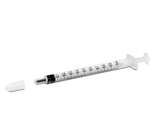 1ml Syringe with Cap (100 Pack) | Oral Dispenser Without Needle, Luer Slip Tip, | Sterile Individually Wrapped Medicine Dropper for Infants, Pets and Colostrum Collector