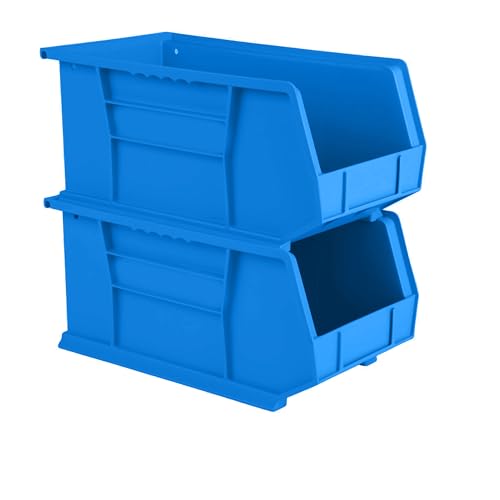 15" x 8" x 7" (6 Pack) Plastic Stackable Storage Bin, Hudson Blue - color: Hudson Blue, size: 6 Pack