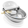 Automatic Animal Drinking Water Bowl with Float Valve and Drainage Hole 304 Stainless Steel Feeder Trough Dispenser Waterer Livestock Water Trough Suitable for Pet Dog Horse Cattle Goat Sheep（Dia 9in） - style: 2.5L-1pc