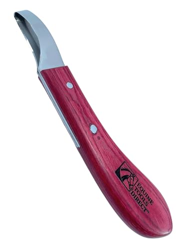 Farrier Loop Hoof Knife, Right-Hand, J2 420 Magnetic Stainless Steel Blade, Ergonomic Red Handle, Horse Hoof Trimming Tool for Sole & Frog Paring