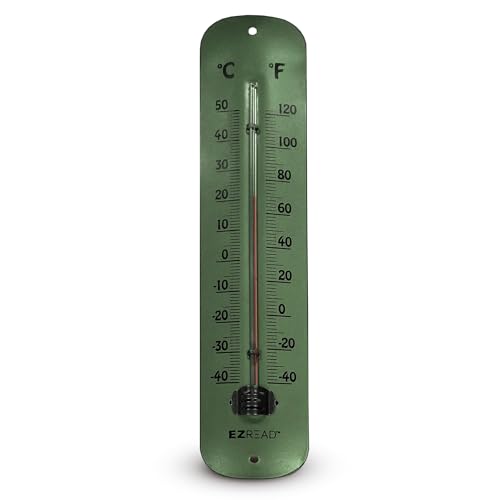 Headwind 12" Garden Green Metal Thermometer – Durable Weather‑Resistant Indoor & Outdoor Wall‑Mount Temperature Gauge for Patio, Garden, Home, or Porch – Heavy‑Duty Metal Construction by EZ Read - color: Garden Green