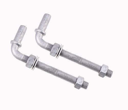 J-Bolt Post Hinge with 5/8" Hinge Pin Galvanized Post Gate Hinge for Chain Link Fence, Washers & Nuts Included (10" (2 Pcs)) - size: 10" (2 Pcs)
