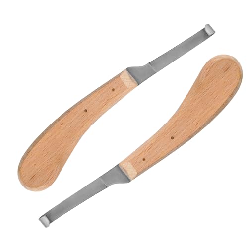 Hoof Knife Single Sided Edge Narrow Blade – Stainless Steel Curved Blade Farrier Tool with Fine Wooden Grip, Multipurpose Hoof Trimming Knife for Livestock, 3-Inch Blade, 8.5-Inch Overall - style: Wide-Blade - RH