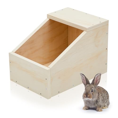 Maxcheck 1 Pack Wooden Rabbit Nesting Box, 16x11x11 Inch Hutch Hideout | Bunny Nesting Box for Breeding, Safe Birthing, Small Animal Habitat for Hutch & Cage - size: 16x11x11 Inch