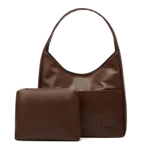 Women Tote Handbags Chic Vegan Leather Tote Bag Purse Stylish Casual Trendy Large Soft Shoulder Bag - color: B-coffee
