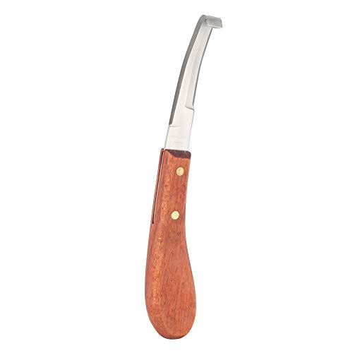 Hoof Knife for Horse Hoof Trimming 45 Steel Material Ergonomic Wooden Handle 22.5cm for Cattle Goat Sheep, Smooth Glide Dual Sided Reduces Hand Fatigue for Livestock