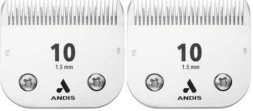 Andis – 64315, Ceramic Edge Detachable Pet Clipper Blade – Carbon-Infused Steel with Sharp Cutting Tech, Runs Cooler & Stays Sharper, Resists Rust & Heat, Size-10 - Fits AG, AGC & BDC Series, Chrome - size: 10 Blade (Pack of 2)