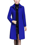 Jenkoon Women's Wool Trench Coat Winter Long Thick Overcoat Walker Coats - color: Blue, size: Small