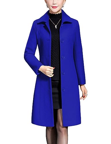 Jenkoon Women's Wool Trench Coat Winter Long Thick Overcoat Walker Coats - color: Blue, size: Small