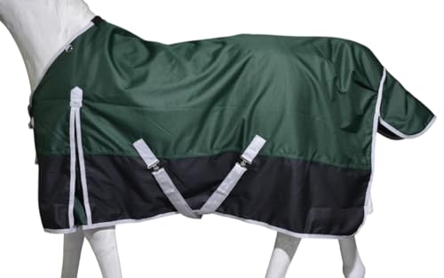 1200D Waterproof Light Weight Poly (100g Fill) Horse Winter Turnout Blanket with Standard Neck AT010002 (Green, 84") - color: Green, size: 84"