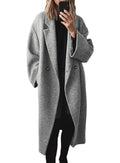 chouyatou Women's Winter Double Breasted Wool Coat Long Sleeve Notch Lapel Long Trench Coat - color: Grey, size: X-Large