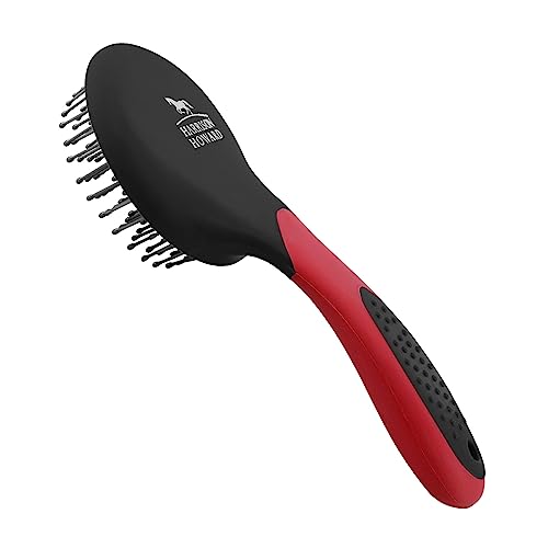 Harrison Howard Horse Mane and Tail Brush Horse Professional Grooming Brush Equestrian Detangler Non-Slip Brush Red - color: Red