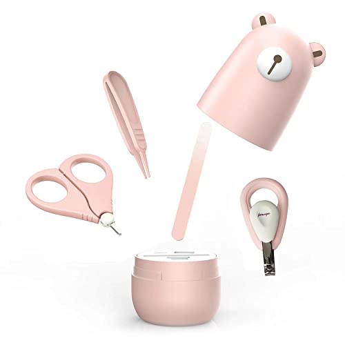 Baby Nail Clippers Set for Newborn,Infant Nail kit for New Parents Gift - color: Bear Pink