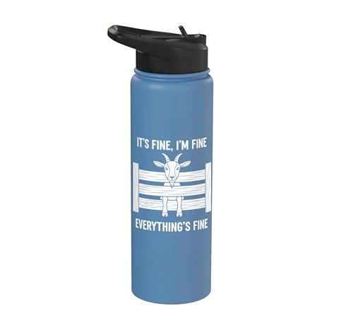 It's Fine I'm Fine Everything's Fine Goat Farm Mom Funny Kid Stainless Steel Insulated Water Bottle - color: Light Blue