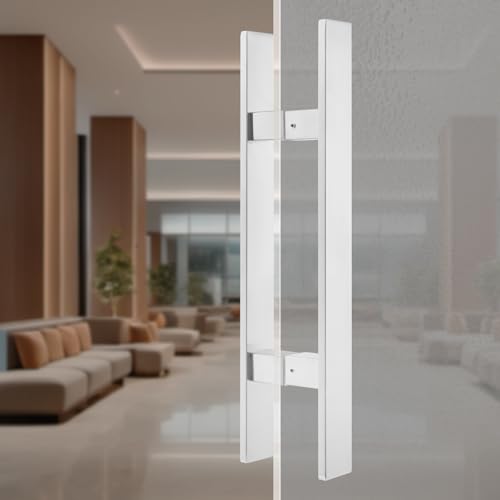 17 Inches Long 304 Stainless Steel Door Handle，Brushed Process Heavy-Duty Commercial Modern Door Pull Handle, for Doors with a Thickness of 12 mm, Silver