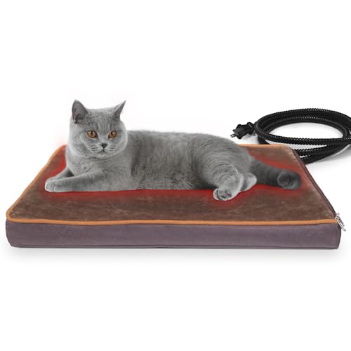 NAMOTEK Outdoor Heated Pet Bed for Cats Dog in Winter with Orthopedic Foam Base Auto Constant Temperature Electric Heating Pad & Waterproof Liner for Dog House Cabin Cot Doorway(19.7"Lx15.7"Wx1.7"Th) - size: 19"x15"
