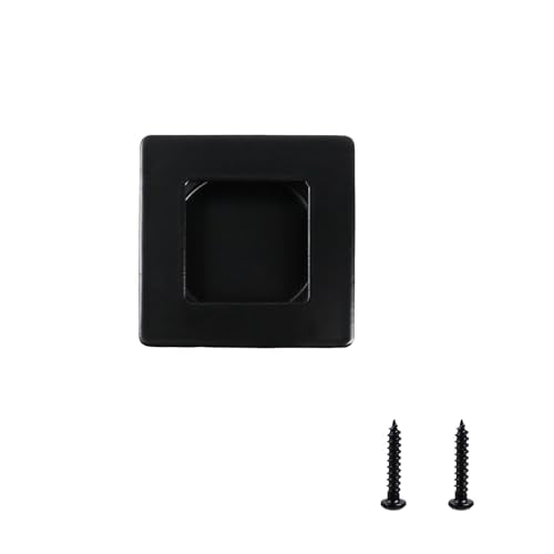 4Pack 2-3/4 Inch Recessed Finger Flush Pulls, Stainless Steel Square Flush Handles for Pocket and Sliding Closet Barn Doors Hardware, Inner Dia 2-1/8 Inch (Black)