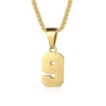Number Necklaces Personalized Necklaces 18K Gold Plated Initial Number Pendant Stainless Steel Chain Sports Necklaces for Men Women - color: Gold, style: 9