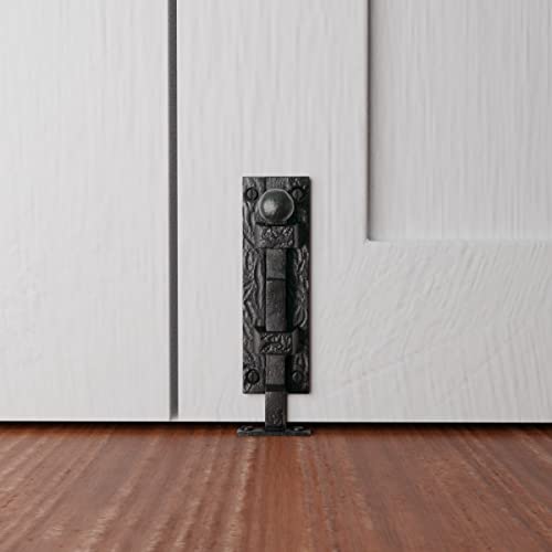 Renovators Supply Manufacturing Door Lock Latch 4 in. Black Wrought Iron Ball Tip Styled Necked Offset Slide Bolt Latch with Mounting Hardware - size: Pack of 1, style: 4 inch - Ball Tip