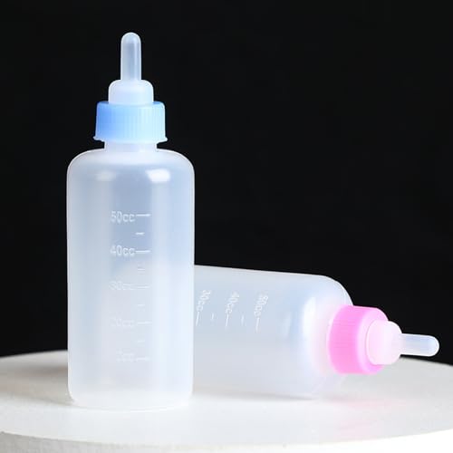 Pet Nursing Bottle Kits and 5ml Liquid Dropper, Pet Feeding Tool, Replacement Silicone Nipple Cat Feeding Bottle for Newborn Kittens, Small Animals - color: Blue