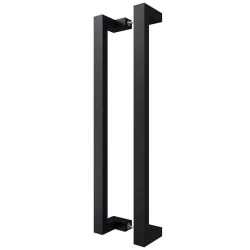 BARNSMITH 24 Inches Commercial Door Handle Pull Heavy Duty Stainless Steel Modern Square Rectangle Flat Shape Push Pull, Entrance Entry Front Office Store Garage Handle Pull Set