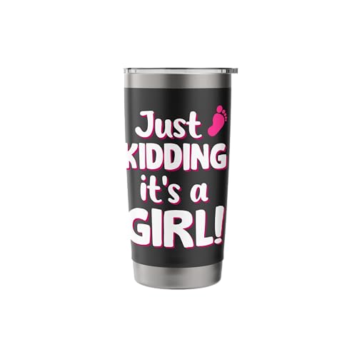 Just Kidding It's a Girl Pink Gender Reveal Party Supplies Stainless Steel Insulated Tumbler