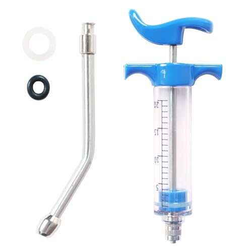 1 Pcs Goats Feed water filler, Drench Nozzle, Reusable, Adjustable Dosage, for Cattle, Sheep, Goats, Horse, Pig, Dog Supplies (Blue 20ml) - size: C (20ml)