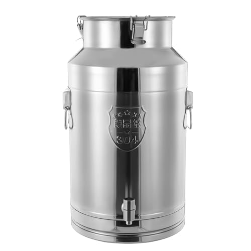 35L/9.24Gallon Milk Can with Faucet, 304 Stainless Steel Milk Bucket Tote Jug Wine Pail Ice Bucket Liquid Storage Container with Sealed Lid for Water, Milk, Wine, Oil, Grain - size: 35L/9.24Gallon