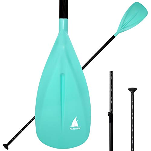 Karltion SUP Paddle - 3-Piece Adjustable Aluminium SUP Paddle with Glass Fiber Blade for Surfing, Floating, Water Sports - color: Turquoise