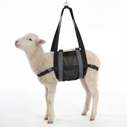 Calf Sling for Weighing Animals with Adjustable Back Straps 24" x 14" | Breathable Mesh Livestock Harness, Hanging Weight Scale Accessory for Small Animal, Newborn Lambs,Goats,Calves,Alpacas&Dogs