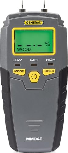 General Tools MMD4E Moisture Meter for Wood, Walls & Water Leak Detection | Pinless wood moisture meter for drywall & walls. Detects mold & humidity. Water leak detector for home moisture testing. - size: Pin Type