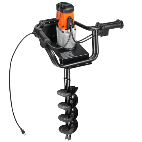 VEVOR Electric Post Hole Digger 1500W 140 RPM with 5.71 in Steel Auger Bit | for Post Hole Digging, Drilling and Tree Planting in Gardens and Yards, with 10.24 in Extension Rod for Reaching Deeper Soil