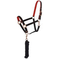 Tough1 Padded Horse Halter with Antique Hardware and Lead Rope - color: Black