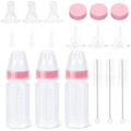 ASEVAT 3.4 oz 3Pack Pet Feeding Bottle, Anti-Choking Puppy Feeder Design,with 3pcs Replaceable and Reusable Silicone Nipples for Feeding Puppies, Kittens, Small Animals - color: Pink
