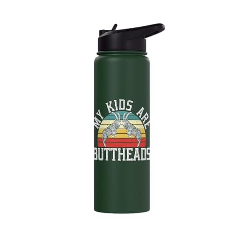 My Kids Are Buttheads Goat Whisperer Farm Animal Stainless Steel Insulated Water Bottle - color: Dark Green