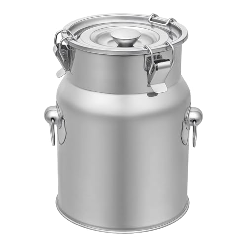 5L/1.32 Gallon Stainless Steel Milk Bucket, Heavy Duty Milk Can with Sealing Lid and Easy-Flow Spigot, Large Liquid Container Storage for Wine, Water, Coffee, Oil Storage, Transport, and Dispensing - size: 5L/1.32Gal